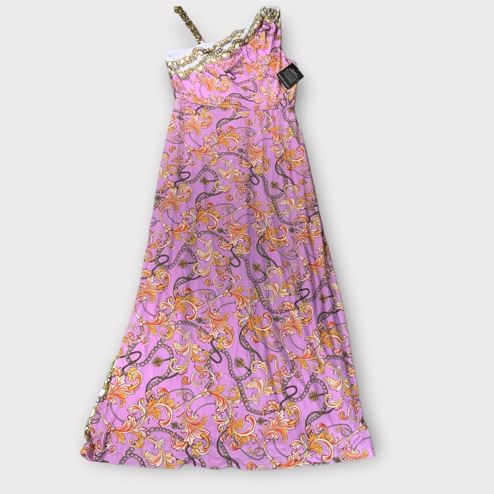 NWT Boston Proper Floral Floor Length One Shoulder Dress Size 8 #179